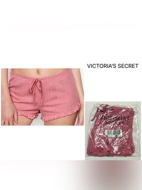 VICTORIA’S SECRET - L - NWT - PINK CHEEKY RUFFLED SLEEP SHORTS